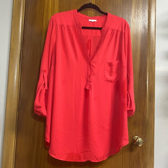 Pleione Tops - Red tunic blouse
